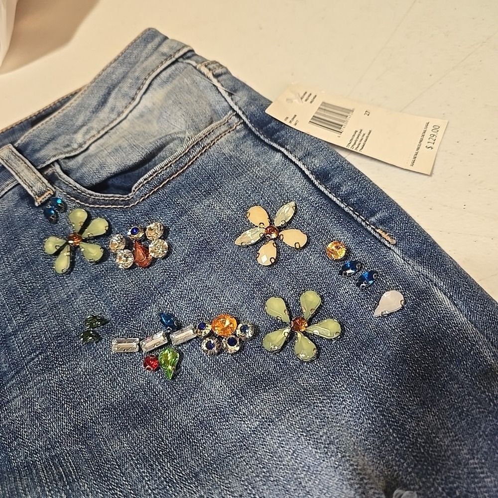 BUFFALO DAVID BITTON NEW Women's Embellished Mid Rise Skinny Jeans Size 27 - Picture 2 of 11